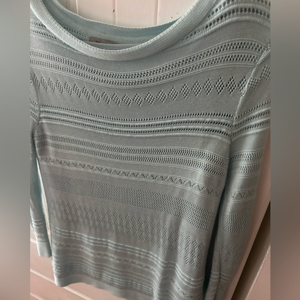 NWOT ROZ & ALI Textured Knit Sweater in Soft Mint w/Detachable Tank Liner SPRING